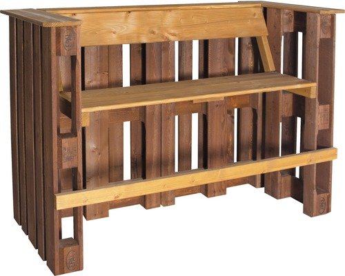 Paletten-Bank hoch Holz 3-Sitzer braun