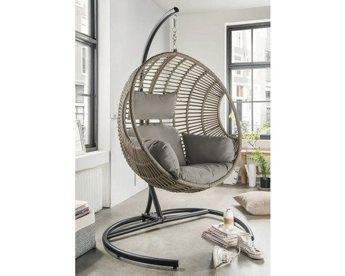Hängesessel Destiny Coco De Luxe inkl. Gestell und Polster, beige-grau