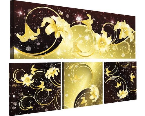 Leinwandbild Blumen 4er-Set 88x55,8 cm