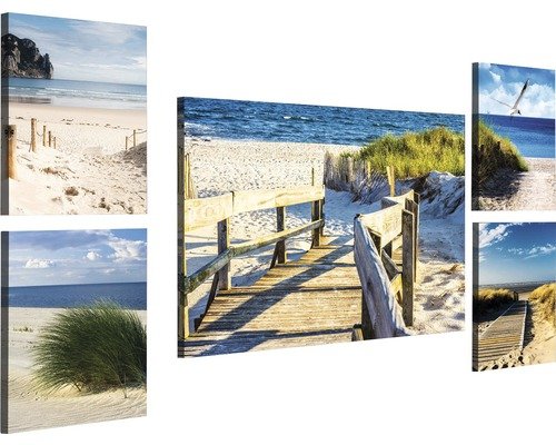 Leinwandbild Strand 5er-Set 115,6x64,8 cm