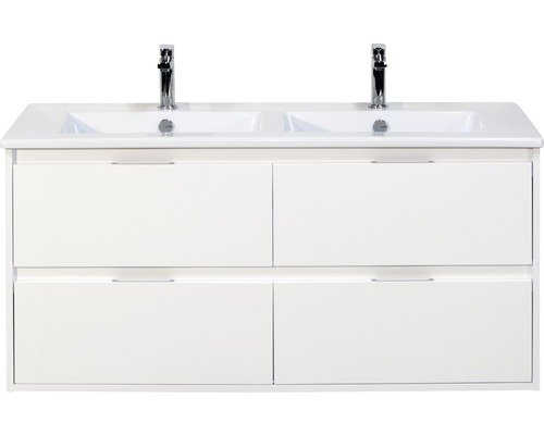 Doppelwaschbecken mit Unterschrank Sanox PORTO BxHxT 121x57x51 cm Frontfarbe weiss 84719601