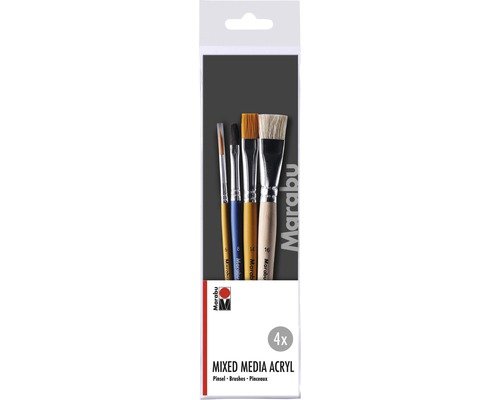 Marabu Künstlerpinsel Mixed Media Acryl Pinsel-Set 4-teilig
