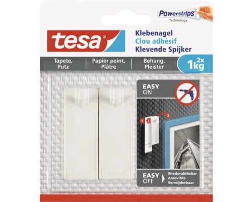 tesa Klebenagel für Tapete & Putz weiss 1 kg Belastung 2 Stk.