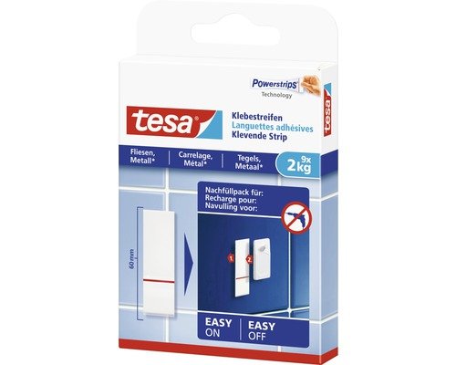 tesa® Powerstrips Klebestreifen für Fliesen 2 kg Belastung 9 Stk.