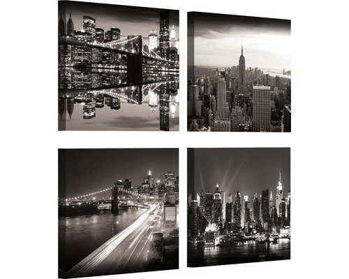 Leinwandbild Stadt 4er-Set 4x 25x25 cm