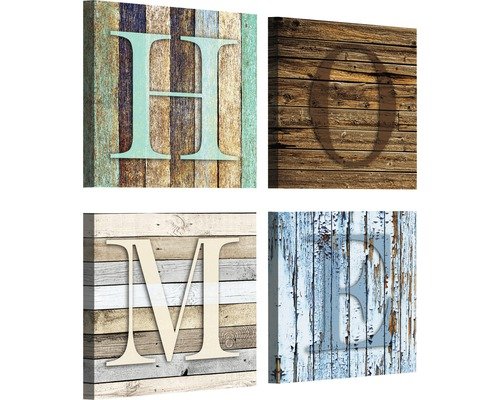 Leinwandbild Home 4er-Set 4x 25x25 cm
