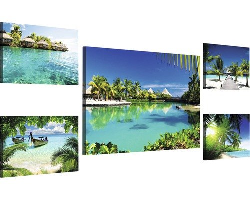 Leinwandbild Meer II 5er-Set 134,8x50 cm