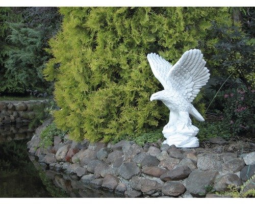 Gartenfigur Adler gross 21 cm x 19 cm x 60 cm weiss