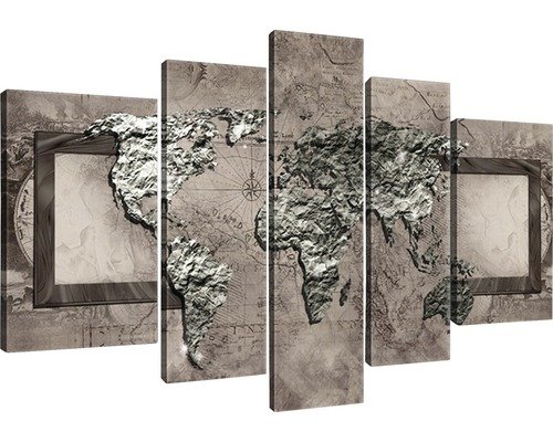 Leinwandbild Weltkarte 5er-Set 170x100 cm