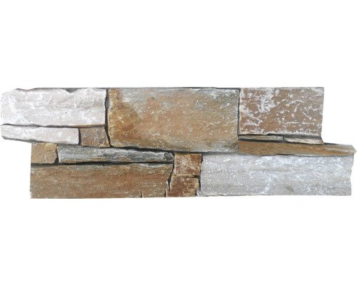 Wandverblender Naturstein im Betonmantel Forest braun grau mix 20x55 cm