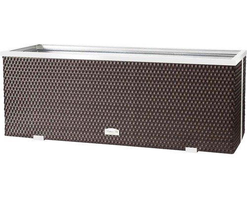 Pflanzkübel Wilk Polyrattan 108 cm x 39 cm x 43 cm mit Alubeschlägen braun