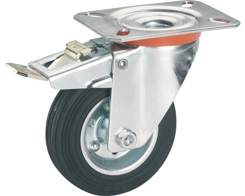Transport-Geräte-Lenkrolle Tarrox bis 150 kg mit Platte und Totalfeststeller 160 x 195 x 40 mm