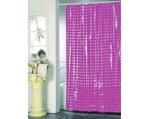 Duschvorhang PVC Punkte pink 180x200 cm