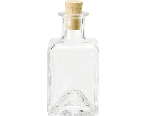 Glasflasche eckig mit Korken 200ml