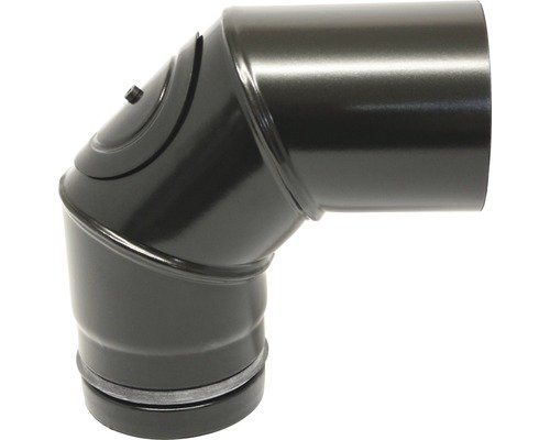 Pellet-Ofenrohr-Bogen Ø100 mm 90° mit Tür schwarz