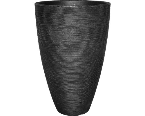 Pflanzvase geli Rillen Kunststoff Ø 40 cm H 60 cm anthrazit