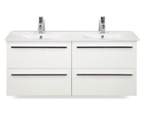 Doppelwaschbecken mit Unterschrank Sanox SEVILLE BxHxT 121x52x46 cm Frontfarbe weiss 81708901
