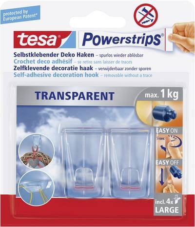 tesa POWERSTRIPS® tesa POWERSTRIPS® Klebehaken Large Transparent Inhalt: 2 St. Transparent Inhalt: 2 St.