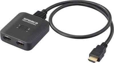SpeaKa Professional SP-HDMIBS-100 2 Port HDMI-Switch Ultra HD-fähig, bidirektional verwendbar 7680 x 4320 Pixel