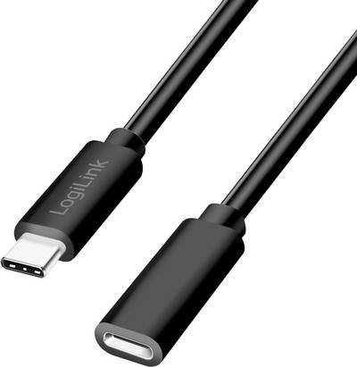 LogiLink USB-C® Kabel USB 2.0 USB-C® Stecker, USB-C® Buchse 1.00 m Schwarz CU0210