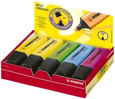 STABILO Textmarker BOSS® ORIGINAL 70/10-1 Gelb, Grün, Pink, Blau 2 mm, 5 mm 10 St.