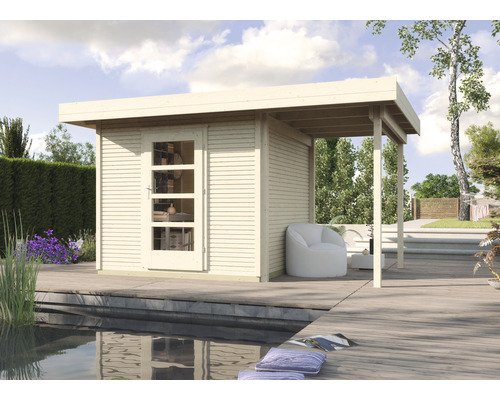 Gartenhaus weka Finline Profil Gr.1 mit Fussboden und Schleppdach 399 x 294 cm natur