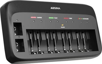 Absina 301003 Schnellladegerät NiMH, NiCd 9 V Block, Micro (AAA), Mignon (AA)