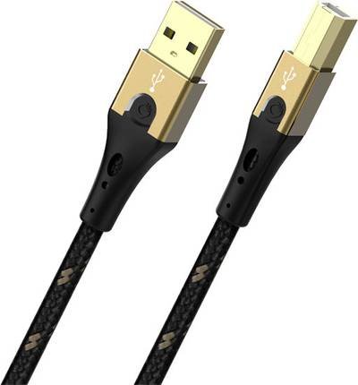 Oehlbach USB-Kabel USB 2.0 USB-A Stecker, USB-B Stecker 2.00 m Schwarz/Gold D1C9542