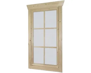 Einzelfenster für Gartenhaus 28 mm SKAN HOLZ Anschlag links 57.5x123.5 cm natur