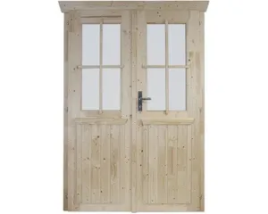 Doppeltür für Gartenhaus 28 mm SKAN HOLZ halbverglast 117.5x179.5 cm natur