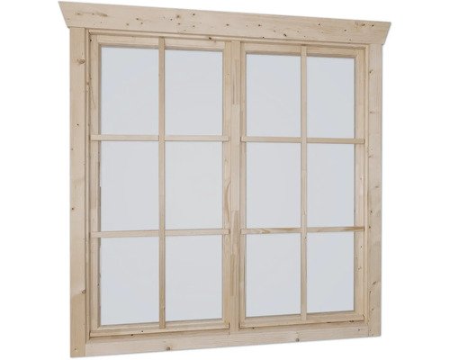 Doppelfenster für Gartenhaus 28 mm SKAN HOLZ 2x57.5x123.5 cm natur