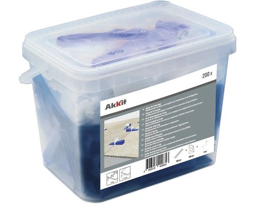 Akkit Nivelliersystem Starterset mit 100 Keile, 100 Zuglaschen und Zange 1,5 mm Fugenabstand und Fliesenstärke 3-12 mm
