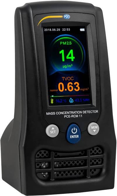 PCE Instruments Partikelzähler PCE-RCM 11 |0 … 2000 µg/m³ |PM2,5 |PM10 |TVOC |Formeldehyd |Luftfeuchte |Speicher