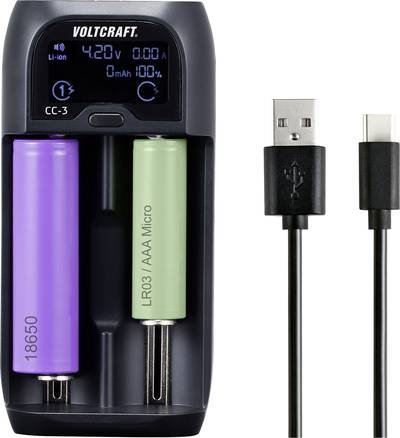 VOLTCRAFT CC-3 Rundzellen-Ladegerät NiMH, NiCd, LiIon, LiFePO Mini (AAAA), Micro (AAA), Mignon (AA), Baby (C), Sub-C, A,