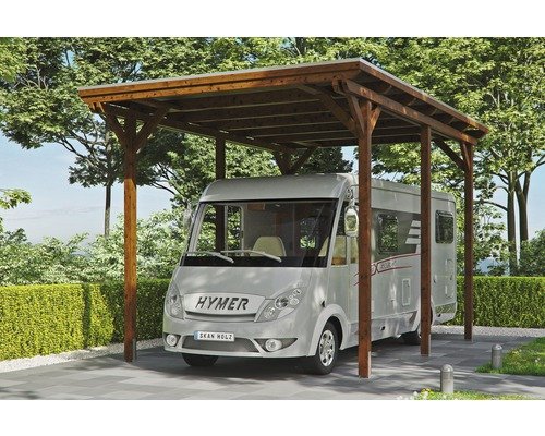 Einzelcarport SKAN HOLZ Emsland 404x604 cm nussbaum