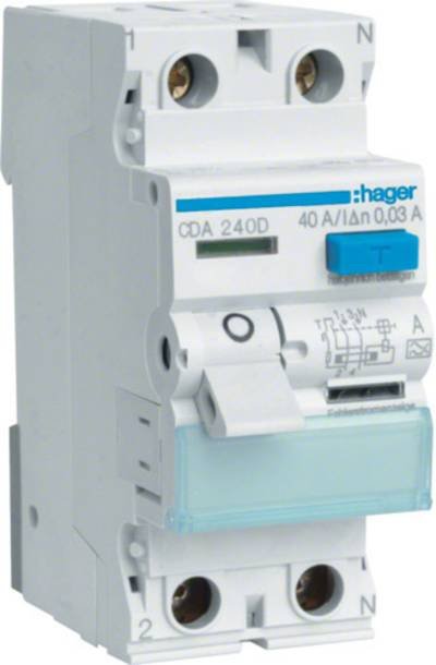 Hager CDA240D CDA240D Fehlerstrom-Schutzschalter 1phasig 2polig 40 A 0.03 A