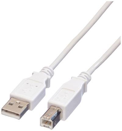 VALUE USB 2.0 Kabel, Typ A-B, weiß, 4,5 m