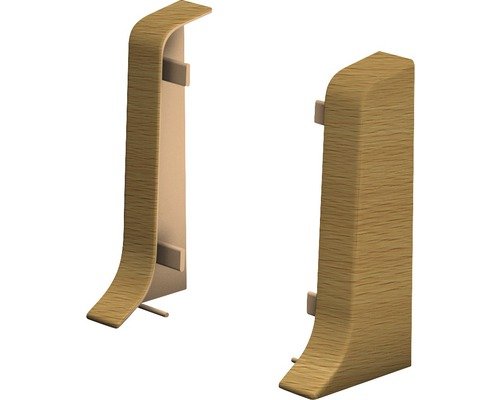 Prinz Endstücke für Klemm-Sockelleiste mit Kabelkanal Buche dunkel 50 mm