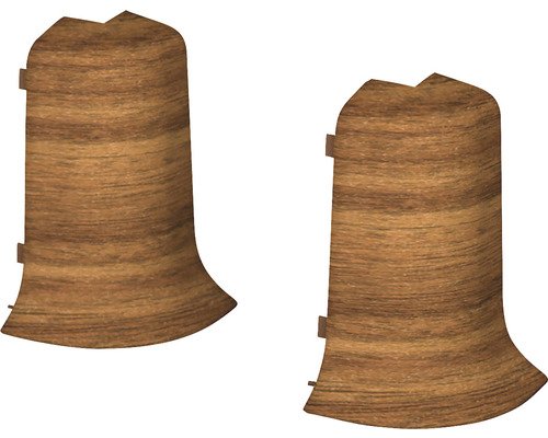 Prinz Aussenecken für Klemm-Sockelleiste mit Kabelkanal Nussbaum 50 mm