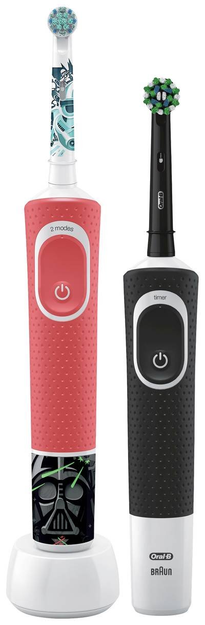 Oral-B D103 Black + D100 Star Wars D103.413.3-D100.410.2K Elektrische Kinderzahnbürste Rotierend/Oszilierend Rot/Weiß, S