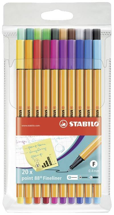 STABILO point 88 8820 Fineliner Gelb, Orange, Rot, Dunkelrot, Pink, Violett, Lila, Blau, Hellblau, Mittelblau, Türkisbla