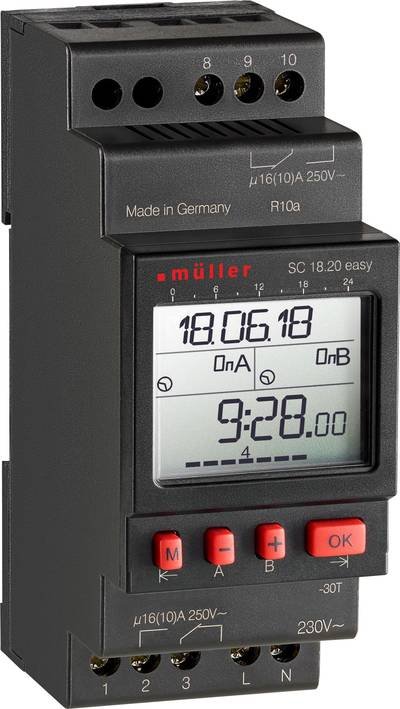 Müller SC 18.20 easy 230V 50-60Hz Hutschienen-Zeitschaltuhr 230 V/AC 4000 W