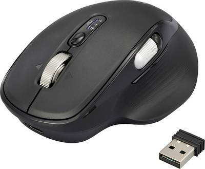 Renkforce RF-WM-220 Maus Kabellos, Bluetooth® Größe: M/L Optisch Schwarz 11 Tasten 4800 dpi Ergonomisch, Easy Switch 3 G