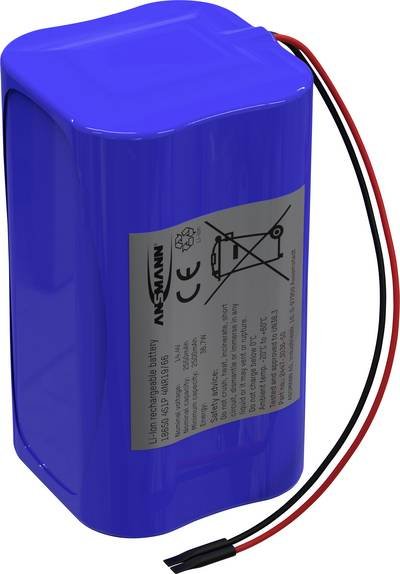 Ansmann 4S1P Akkupack 4x 18650 Kabel Li-Ion 14.4 V 2550 mAh
