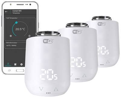 Eurotronic 700224 Comet WiFi Funk-Heizkörperthermostat-Set elektronisch 3er Set