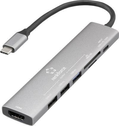 Renkforce USB-C® Dockingstation RF-DKS-907 Passend für Marke Dockingstations: Universal USB-C® Power Delivery, integrier