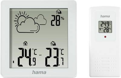 hama 00222234 Wetterstation "Zakynthos", Thermometer, Hygrometer, mit Außensensor, Weiß