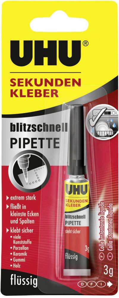 UHU blitzschnelle Pipette Sekundenkleber 45570 3 g