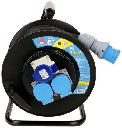 Max Hauri 166958 Kabeltrommel 30 m Schwarz T23 Steckdose 16 A (3polig), CEE-Steckdose 16 A 3polig