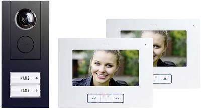 m-e modern-electronics Vistus VD ALU 6720 A Vistus Video-Türsprechanlage Kabelgebunden Komplett-Set 2 Familienhaus Anthr
